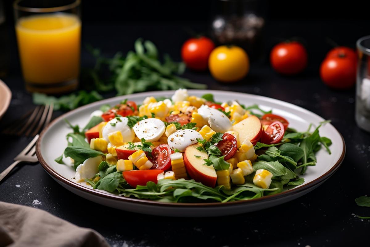 Photo de Salade tomate, mozzarella et pommes